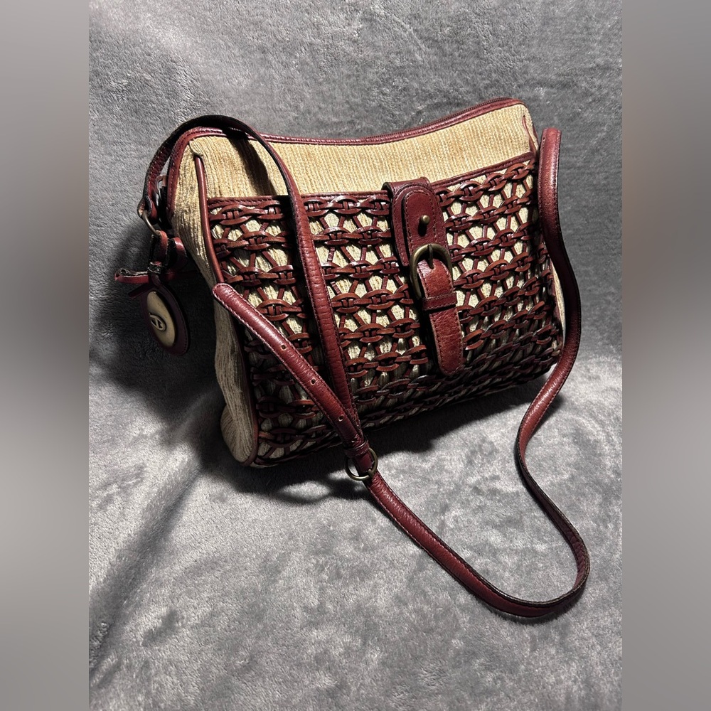 VTG Etienne Aigner Woven Oxblood Leather Crossbody